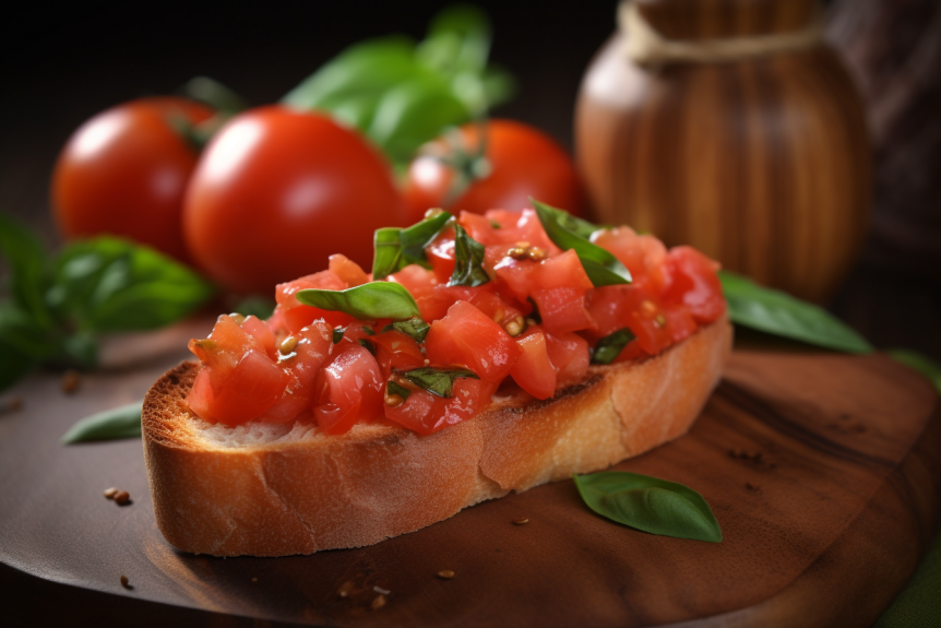 Bruschetta com Tomate e Manjericão
